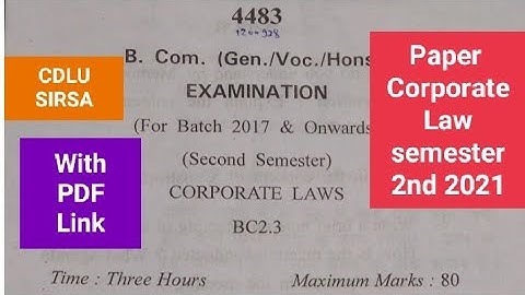 B.com Cdlu Paper Corporate Law Semester 2nd 2021