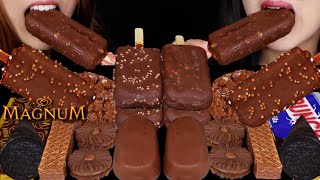 ASMR CRUNCHY CANDY ICE CREAM BARS, MINI MAGNUM ICE CREAM BARS, OREO CHOCOLATE CONE, FUDGE ROUNDS 먹방