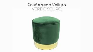 colore: oro Pouf verde scuro stile retr/ò Pouf in velluto verde