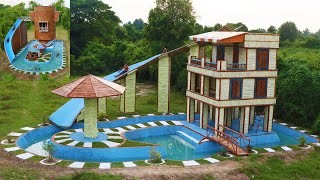 Amazing Top 2 Video! How To Build Resort Bamboo House With Swimming Pool And Flyover Water Slide