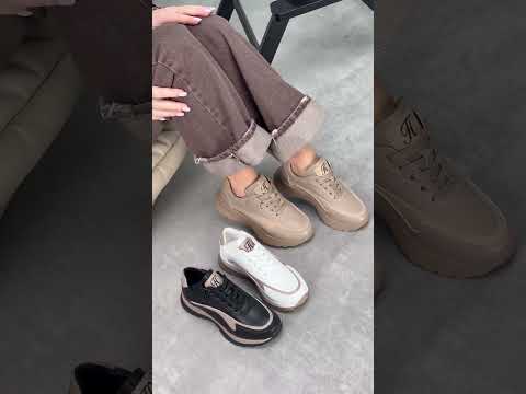Стильні бежеві шкіряні кросівки доступна ціна, видео 1