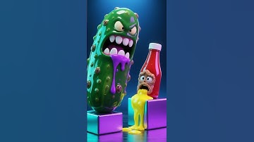 Creepy Pickle Monster vs. Terrified Ketchup Bottle! | 3D Horror-Comedy Short