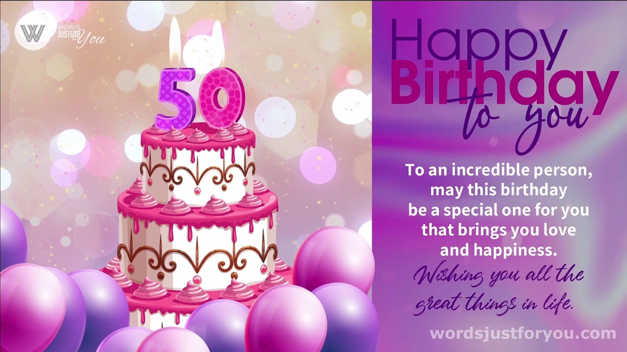 Animated Happy 50th Birthday Gif Wishes Video Greetings with Music ...