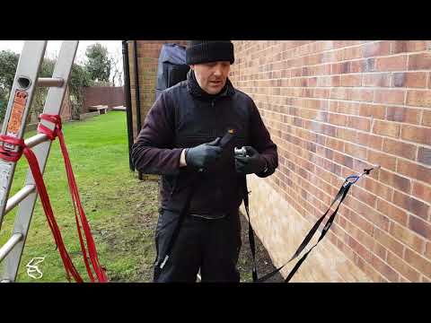 How to secure a ladder safely for extended working duration.