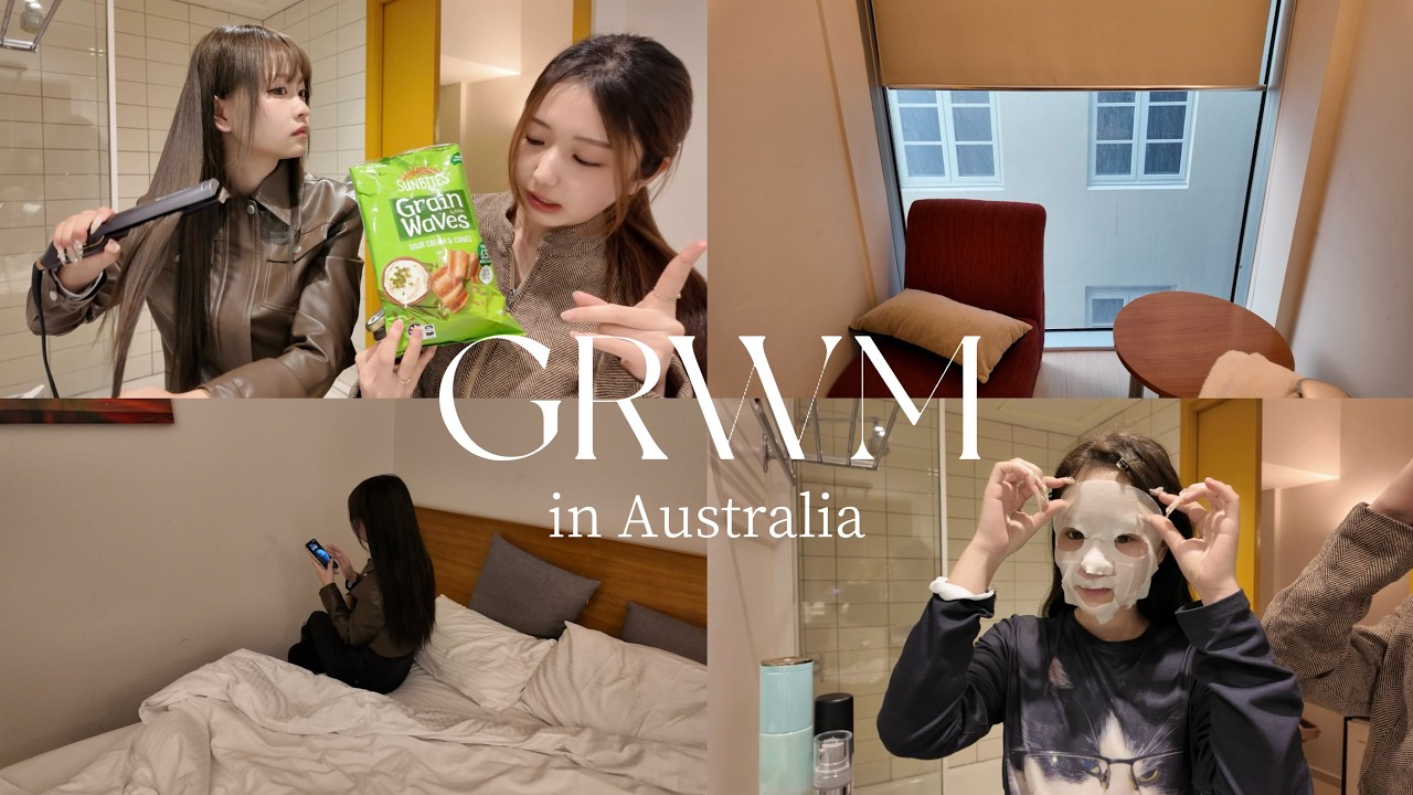 【GRWM】旅行先でのおでかけ準備🧖🏻‍♀️₊˚⊹. お揃いブラウンootdが可愛いすぎる🧸🤎【オーストラリア】