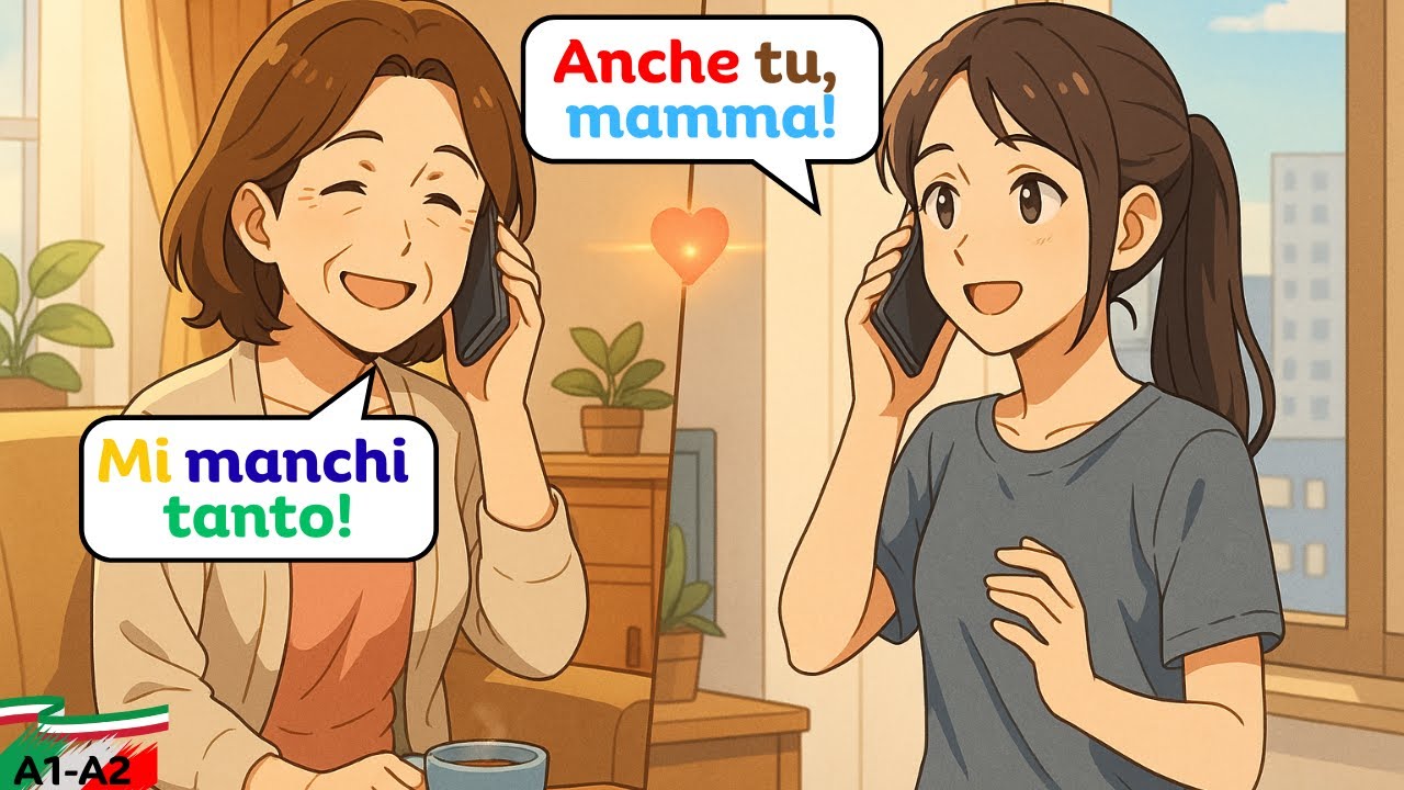 Учите итальянский с реальным телефонным разговором матери и дочери (A1–A2)