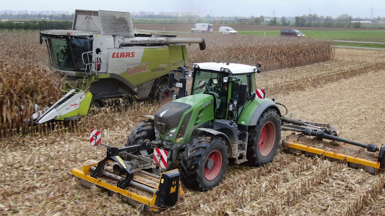 Maisernte | Claas Lexion 760 | Fendt Vario 828 mit Müthing Kombi