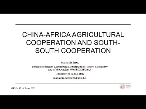 Public Talk (Mariasole Pepa): China-Africa Agricultural Cooperation and South-South Cooperation