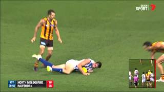 Jordan Lewis hits Todd Goldstein late - AFL