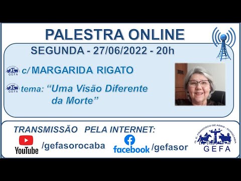 Assista: Palestra online - c/ MARGARIDA RIGATO (27/07/2022)
