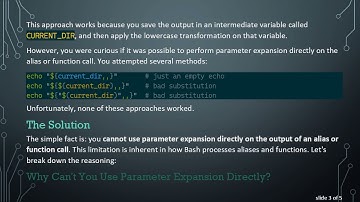 Understanding Bash: Parameter Expansion with Function and Alias Output