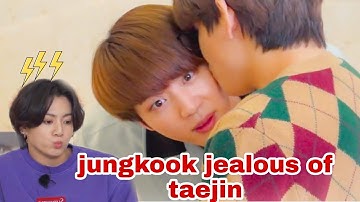 Jungkook jealous of Taejin | Tae kissed Jin Run EP 128 | jungkook
