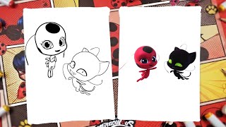 How to Draw Miraculous Ladybug Tikki and Plagg | Step by Step Tutorial 