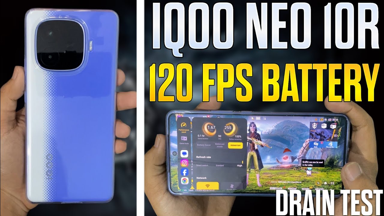 Iqoo Neo 10r 120 Fps Battery Drain Test | Iqoo Neo 10r Battery Test | Sd 8s Gen 3 Processor 🥶☠️