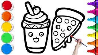 How To Draw Fast Food : Pizza & Soft Ice Cream | Easy Step By Step Tutorial screenshot 2