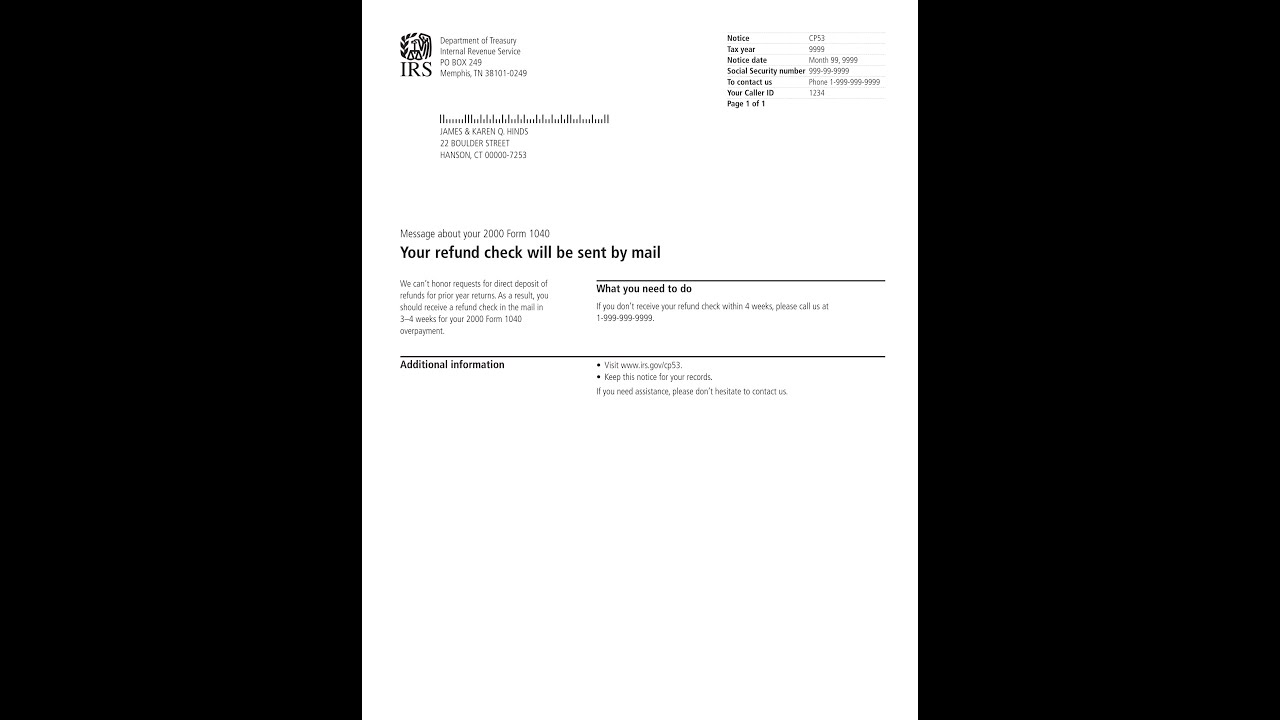 IRS CP53 Notice Explained — What To Do When Your Refund Is Delayed ...
