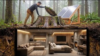 From a Tree Stump to a Secret Underground Shelter - Full ASMR Build Process
