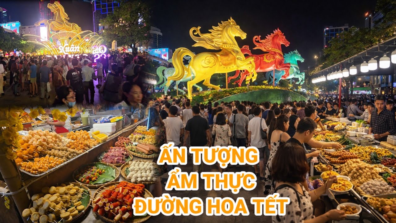 Quá ĐỘC ĐÁO dãy phố ẨM THỰC SIÊU CHẤT LƯỢNG ở ĐƯỜNG HOA NGUYỄN HUỆ mùa tết 2026