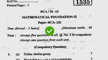 2015 Kuk BCA 2nd Sem Mathematical Foundation Question Paper