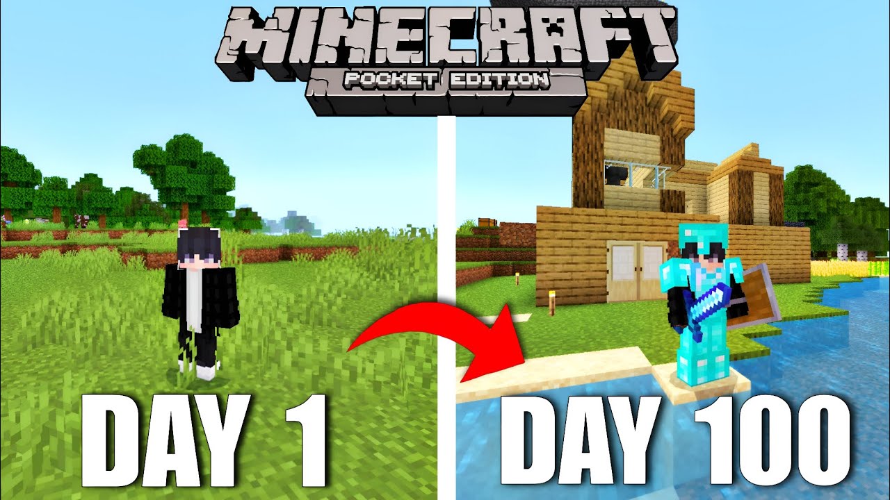 100 Days In Random World Minecraft Pocket Edition 😨