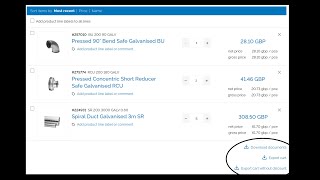 Downloading documents and exporting your shopping cart.
