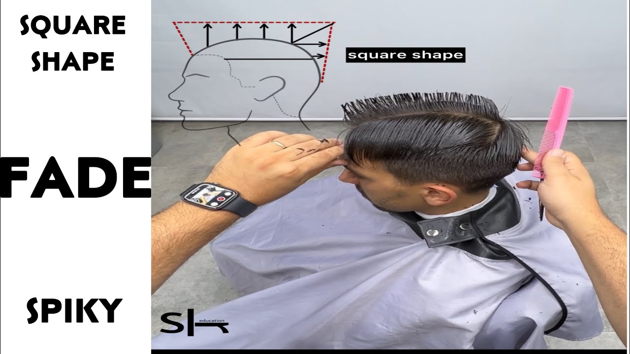 square shape haircut | fade tutorial | spiky style | slr_haireducation