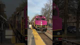 MBTA F40PH-3C 1053 horn salute (loud horn) at Bellevue Station #mbta #train #railtrack #railroad