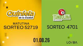 QUINIELA MATUTINA - Sorteo N°52719 - TOMBOLINA - Sorteo N°4701 - Resultados 01/08/2026 QUINIELA MATUTINA - Sorteo N°52719 - TOMBOLINA - Sorteo N°4701 - Resultados 01/08/2026