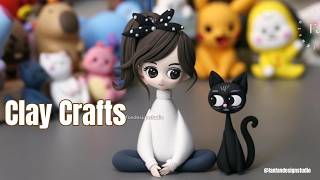 how to make cat girl doll figure with air dry clay art craft Fondant / polymer clay fondant tutorial
