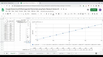 Google Sheets Excel Shifted Legendre Polynomials using Taylor Maclaurin Series 2 of 4