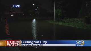 Flooding Along Delaware River In Burlington City