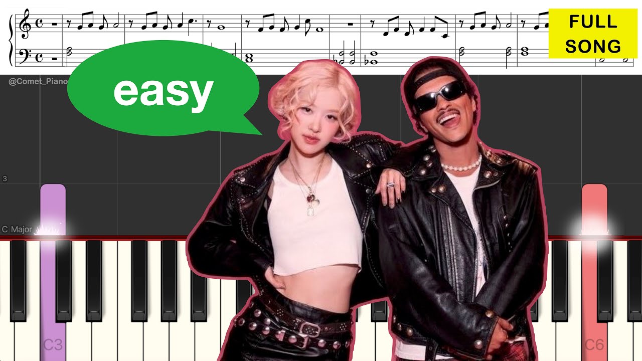APT. - ROSÉ & Bruno Mars | EASY Piano Tutorial + SHEET MUSIC