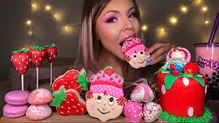 ASMR STRAWBERRY SHORTCAKE, CHOCOLATE COVERED STRAWBERRIES, MOCHI ICE CREAM, BUBBLE TEA MUKBANG