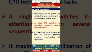 15MC2 Embedded Systems and IoT Part A Questions Define multitasking