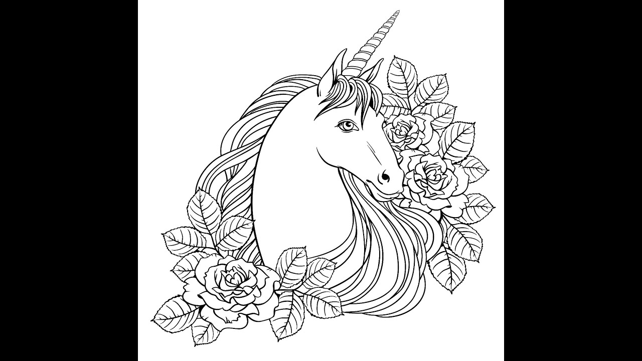 Rose Unicorn Coloring Page