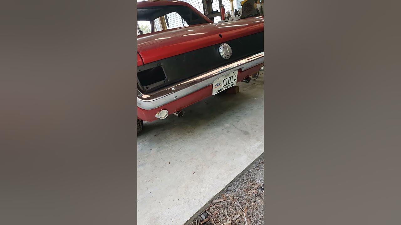 66 mustang exhaust - YouTube
