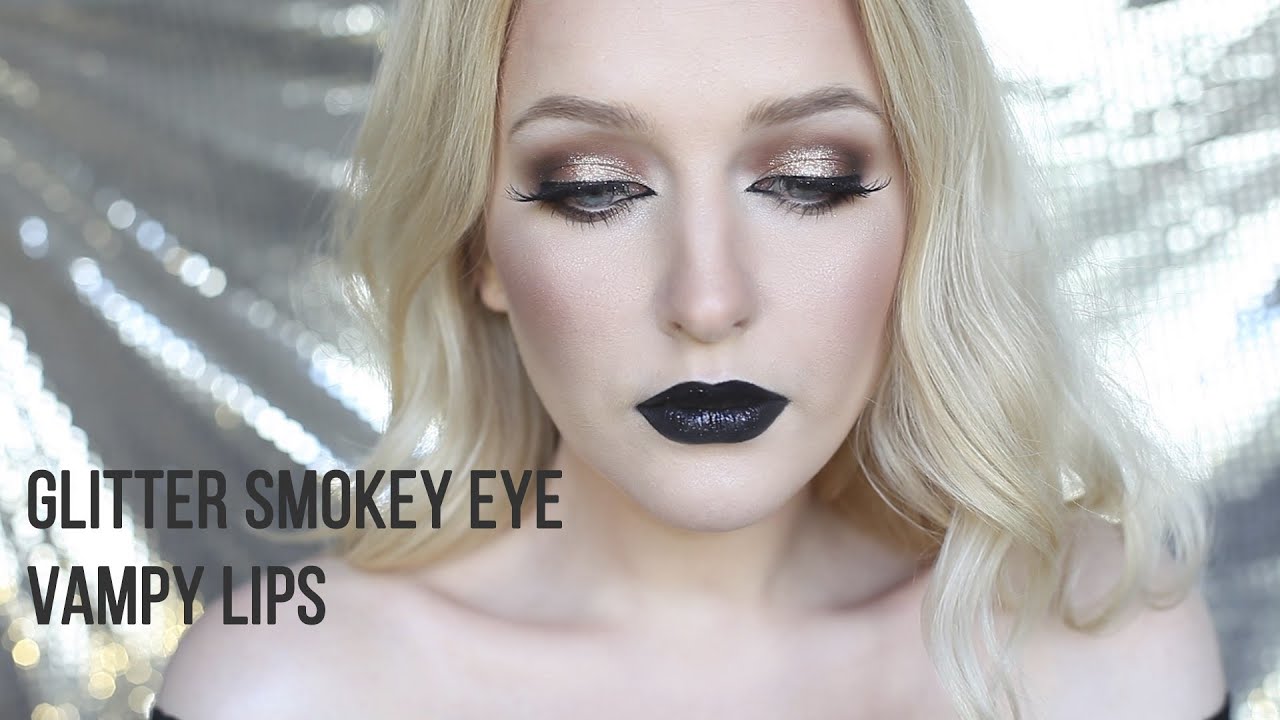Яркий сценический макияж Bronzed Glitter Smokey Eyes Vampy Lips Makeup