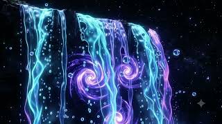 Information Neon Waterfall Flowing in Space 🌈 | 4K UHD Cosmic VJ Loop | Black Background Cosmic VJ Studio! ✨ Update