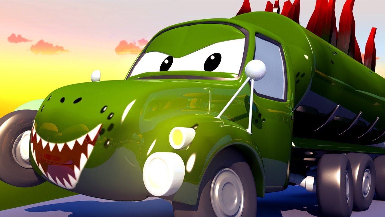 Tyson de TANKER is een STEGOSAURUS  🎨 Tom de takelwagen's Verfwinkel Nederlands 🚗 Autostad