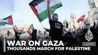 Protesters in Madrid and Paris show solidarity with Palestinians in Gaza