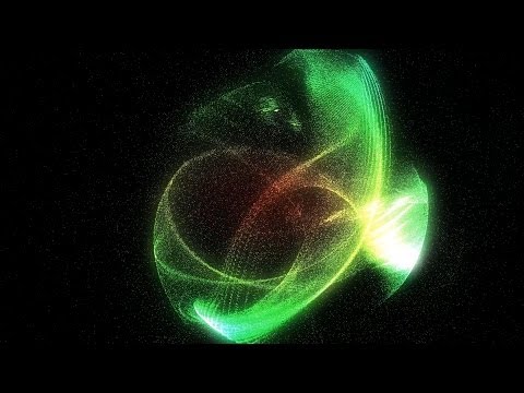 500,000 particles. The Newton's gravity law. Real time simulation