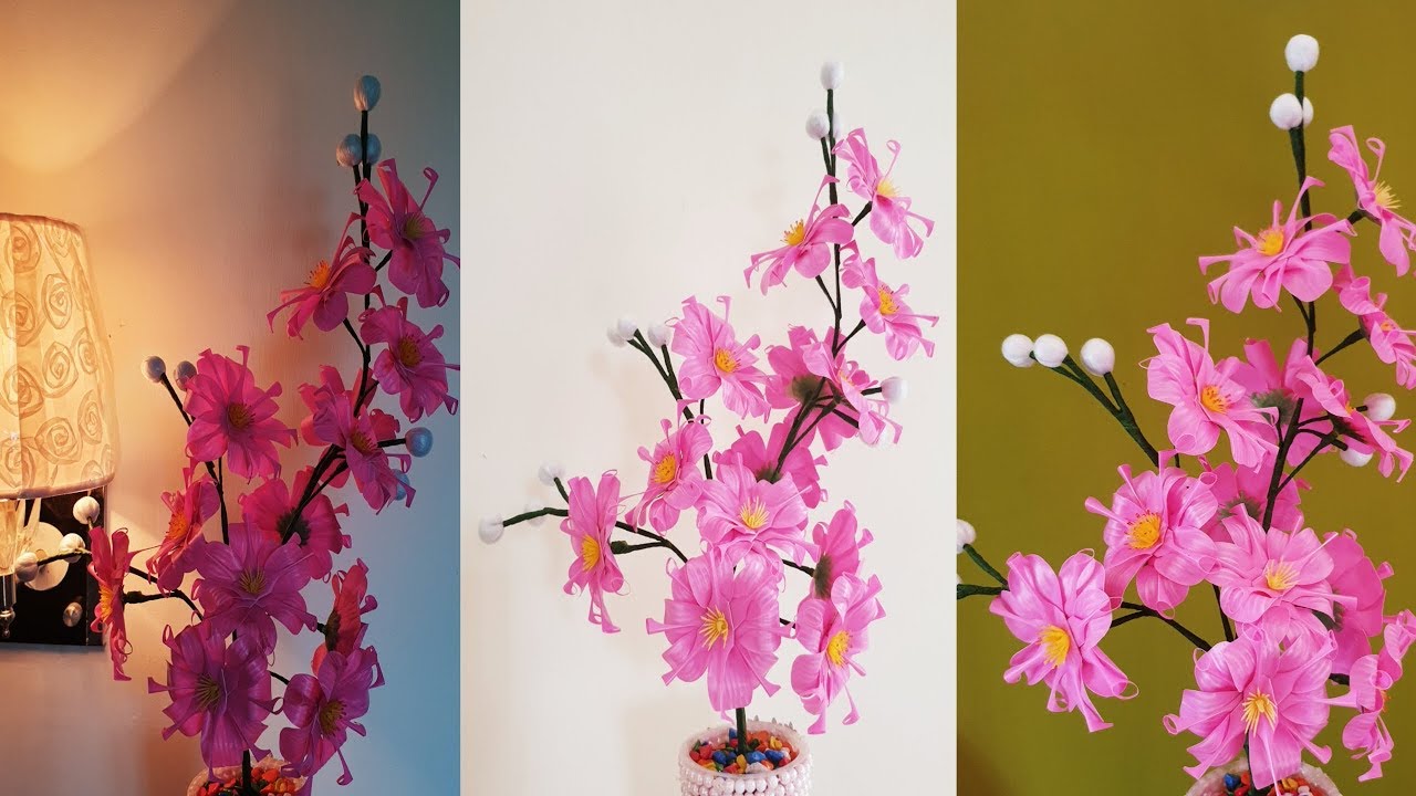 Cara Membuat Bunga Dari Sedotan Kreasi Bunga Idetrik Youtube