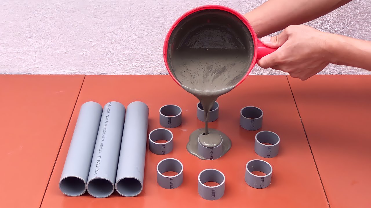 Unique Ideas From Cement - DIY Cement Flower Pots From PVC Pipes - Cement Craft Ideas At Home