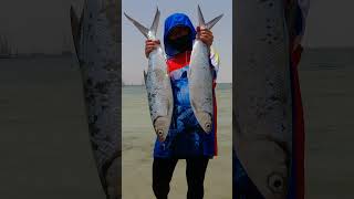 Wifey caught 2 big fish species arabian wild milk fish | Watch full video on our youtube channel Resimi