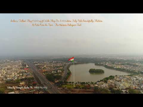 India's Tallest National  Flag 9600 sq ft wide, On 110m flag pole at Belagavi