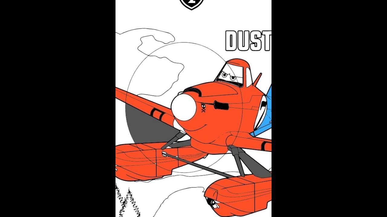 How to color Dusty Crophopper Disney movie Planes Coloring pages