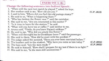 exercise 5b class 12 | direct and indirect speech | english excellent grammar book class 12