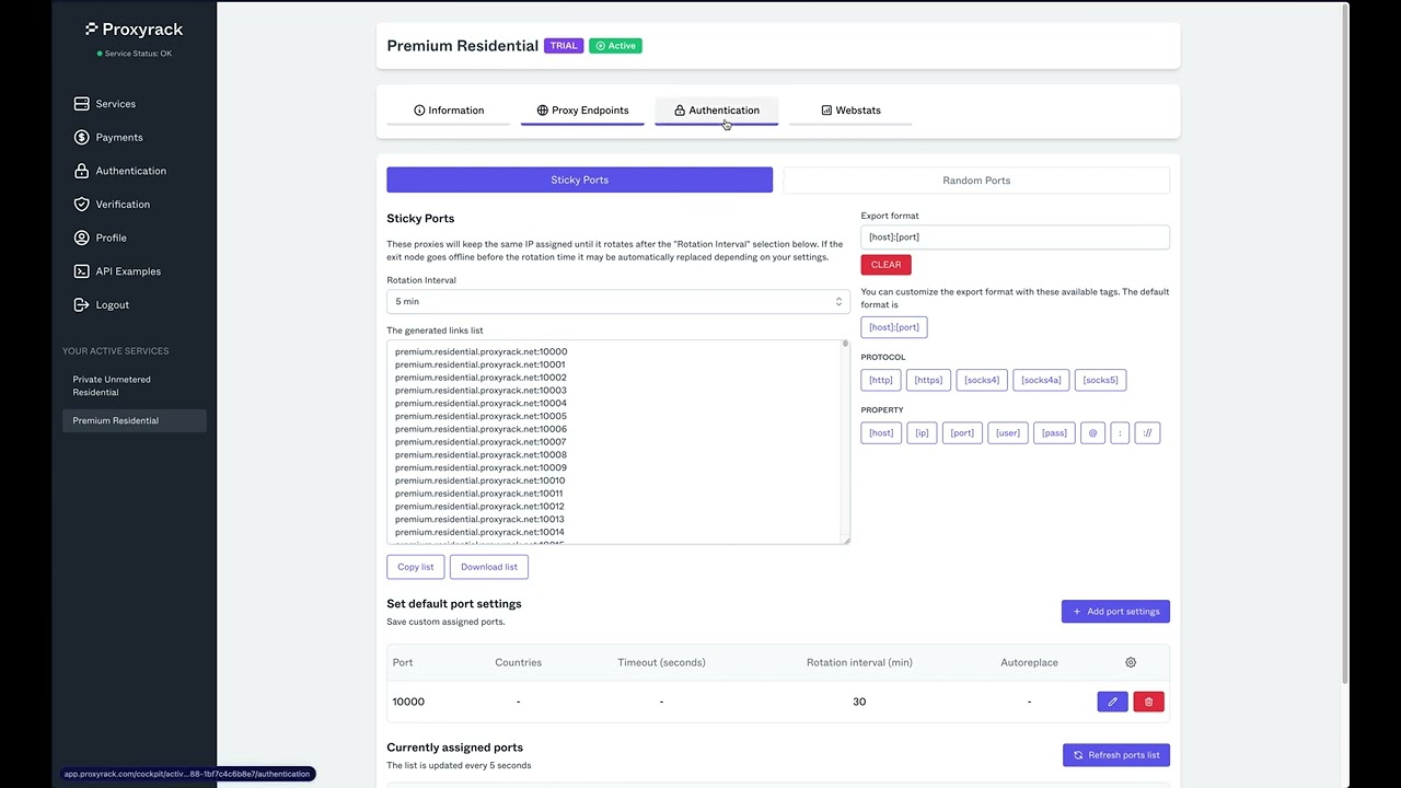 Setting the Rotation Interval for Sticky Port/Sessions
