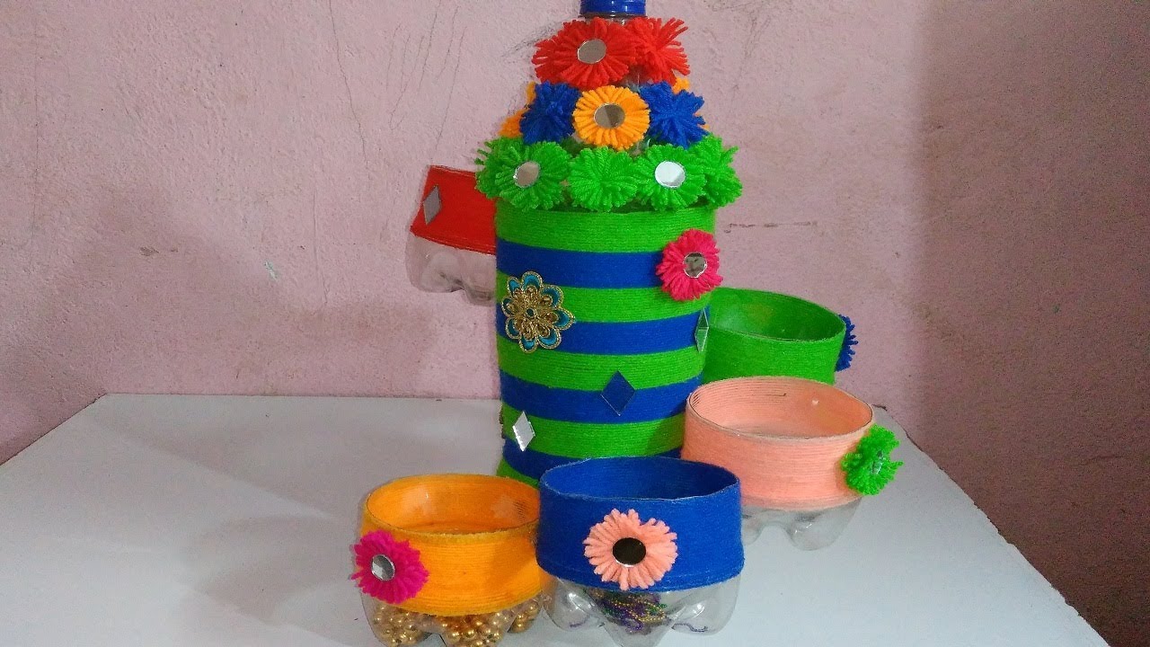 Empty Plastic Bottle Vase Making Craft Water Bottle Recycle