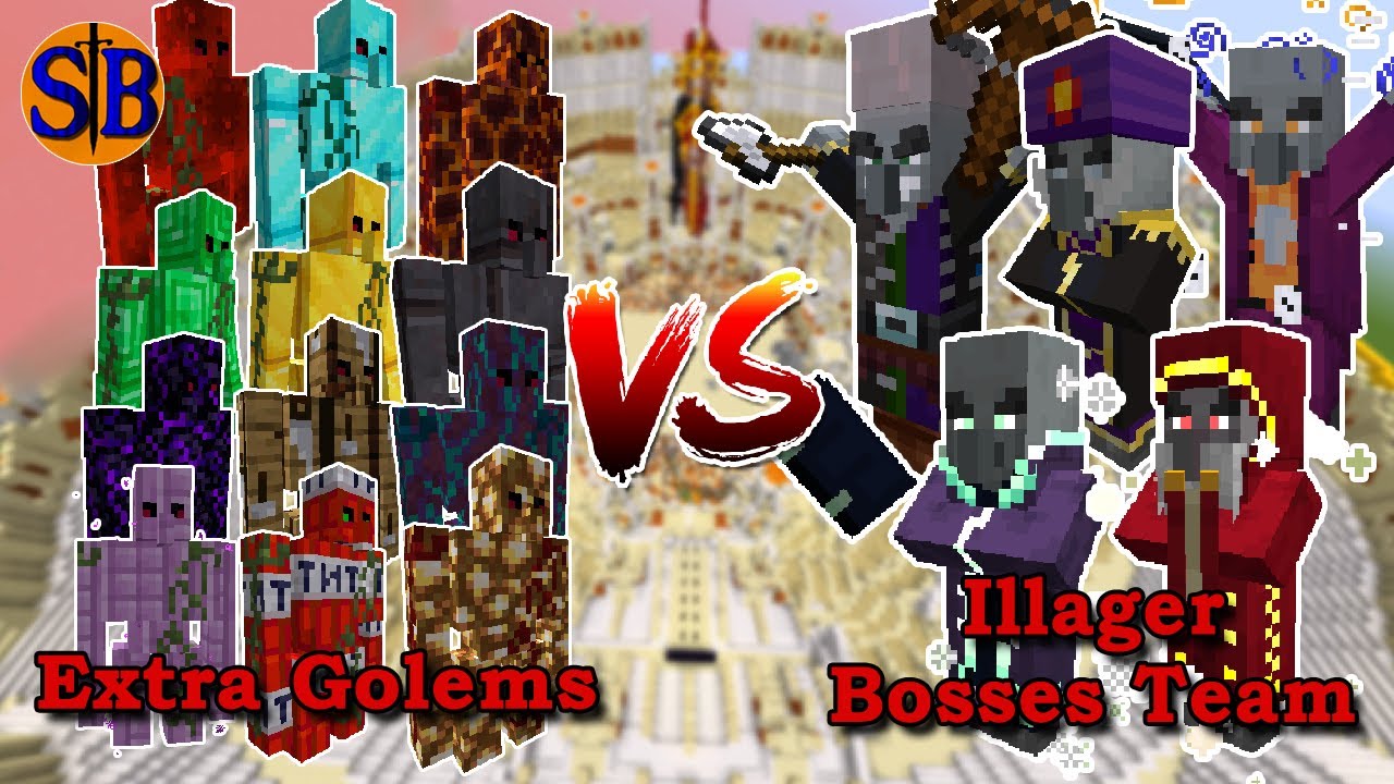 Extra golems Team vs Illager bosses Team | Minecraft Mob Battle - YouTube